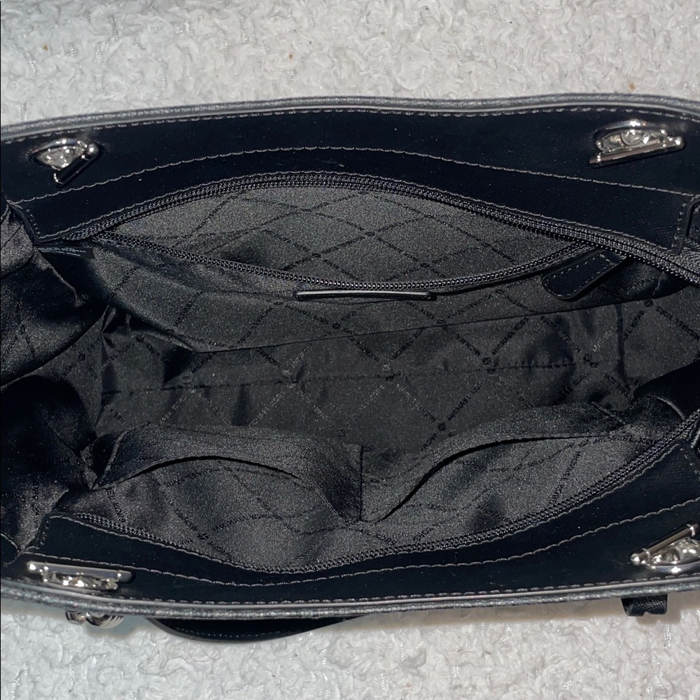 Michael Kors Jet Set Large Monogram Shoulder Bag Tote & Studded Wallet Set Black - Picture 12 of 17